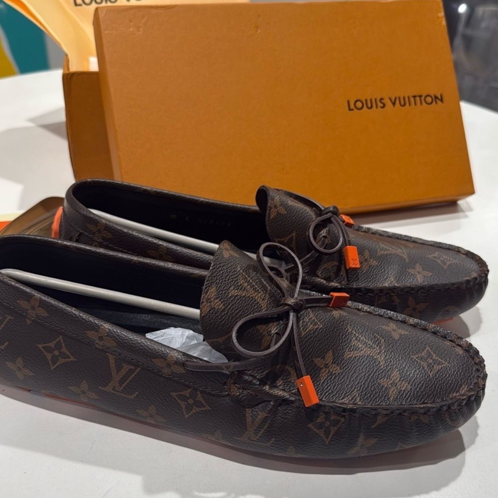 Men’s Louis Vuitton Brown Loafers Luxurious Slip-On Shoes 12